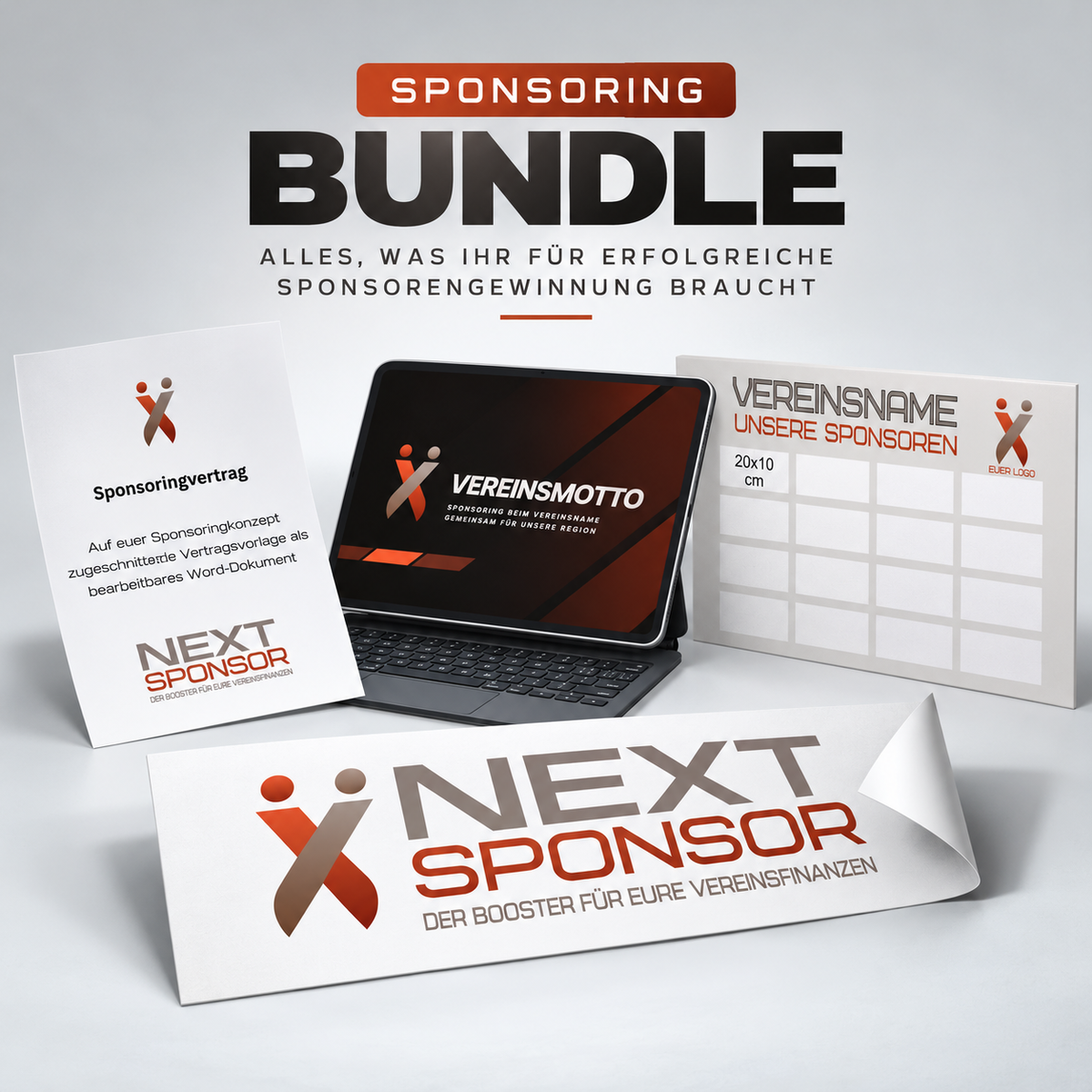 Sponsoring-Komplettpaket: Sponsoringkonzept, Sponsorentafel, Vertrag und Aufkleber