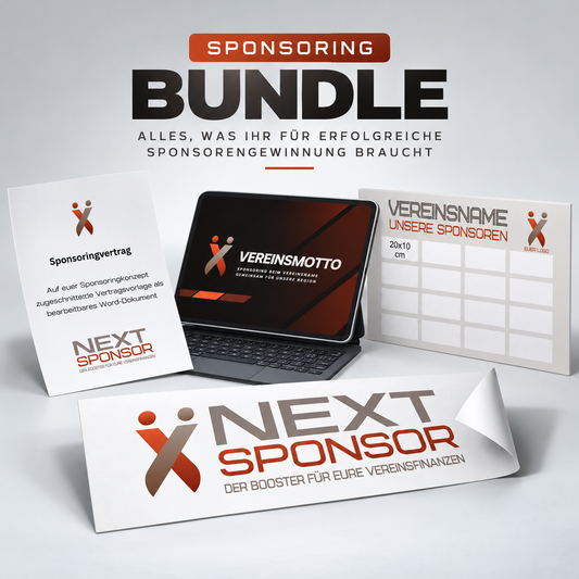 Sponsoring-Komplettpaket: Sponsoringkonzept, Sponsorentafel, Vertrag und Aufkleber